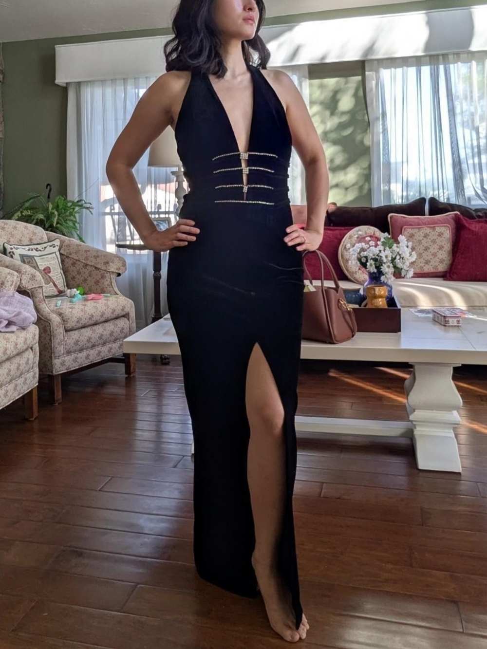 Atria Black Halter Maxi Dress Size M